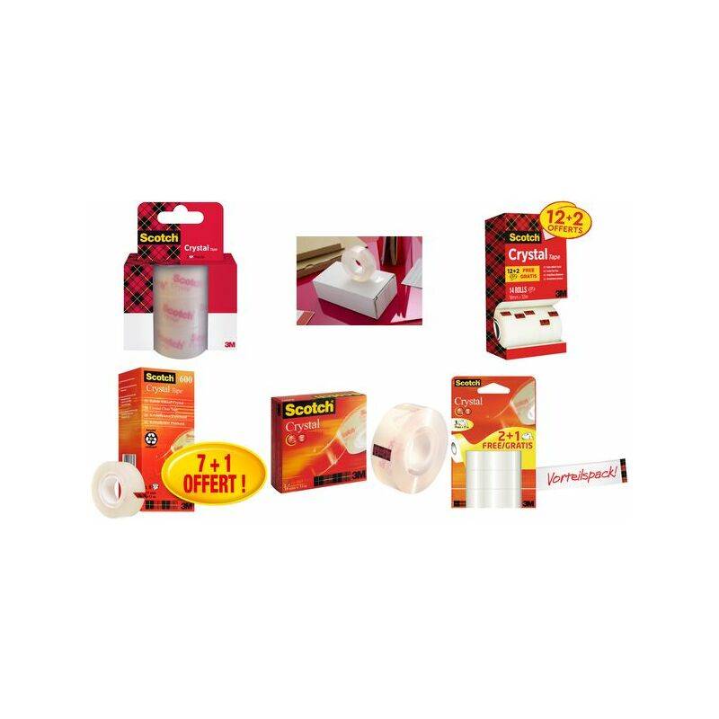 Scotch Klebefilm Crystal Clear 600, 19 mm x 33 m, 7+1