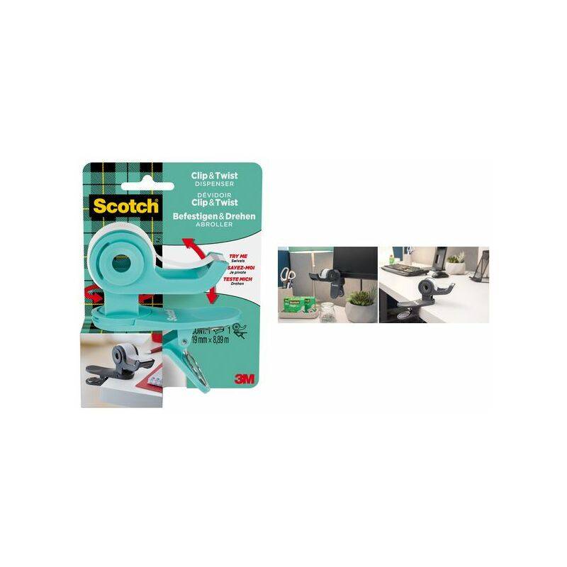 Scotch Handabroller Clip & Twist, dunkelgrau, bestückt