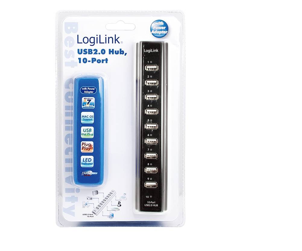 LogiLink USB 2.0 Hub 10-Port - Hub - 10 x USB 2.0