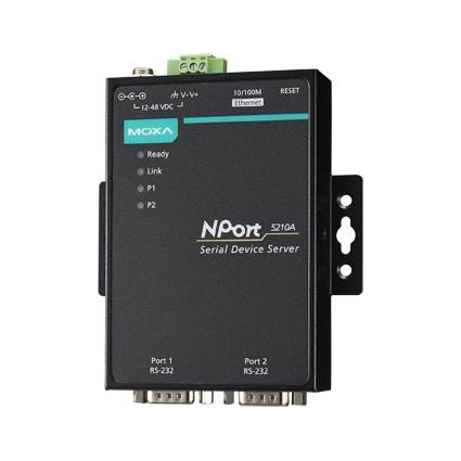 MOXA Serial Device Server, 2 Port, RS-232, Nport-5210A