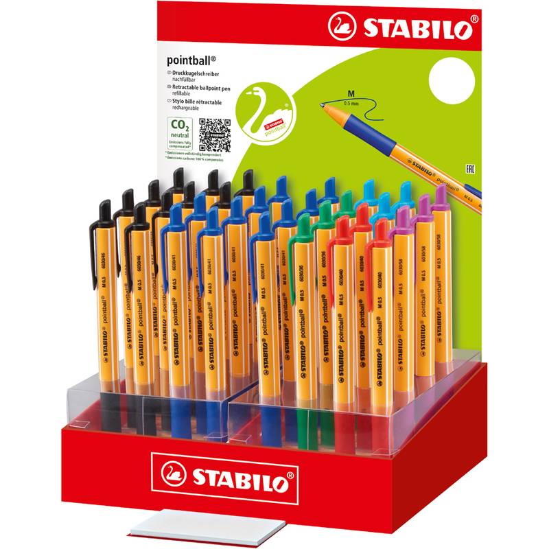 STABILO Druckkugelschreiber pointball, 32er Karton-Display