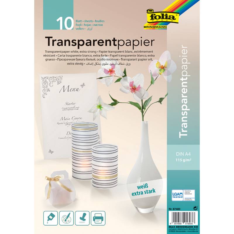Folia 87400 - Kunstpapier - 115 g/m² - 10 Blätter - DIN A4 - 10 sheets