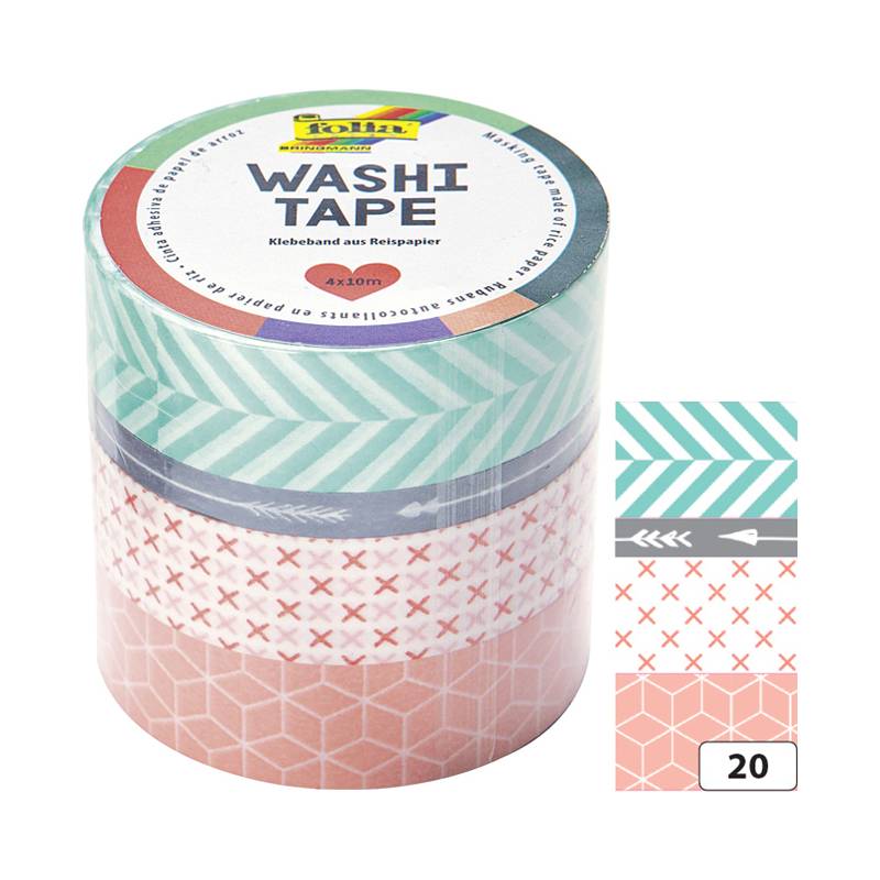 folia Deko-Klebeband Washi-Tape GEOMETRISCH, 4er Set