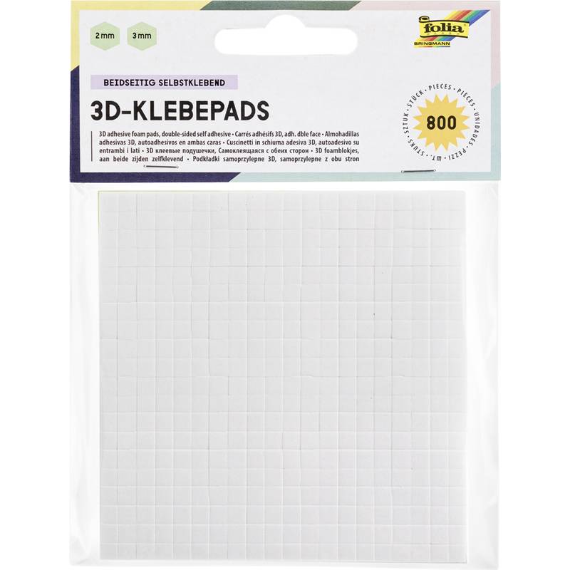 folia 3D-Klebepads, 5 x 5 mm, weiß, sortiert