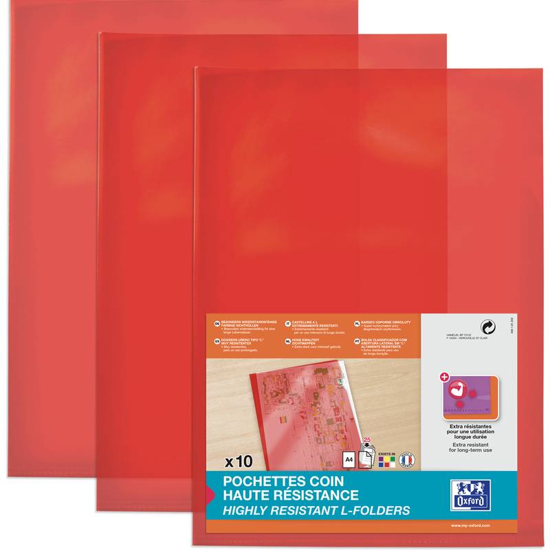 Oxford Sichthüllen, transparent, DIN A4, aus PVC, rot