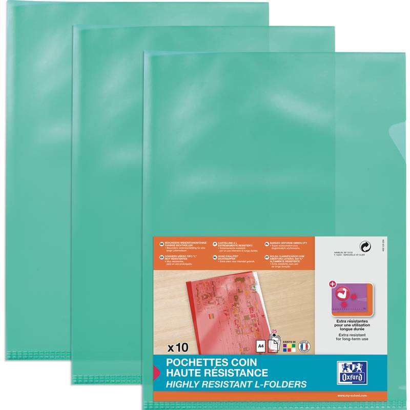 Oxford Sichthüllen, transparent, DIN A4, aus PVC, grün