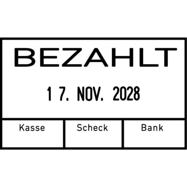 Datumstempel mit Textplatte Bezahlt 2910/C8