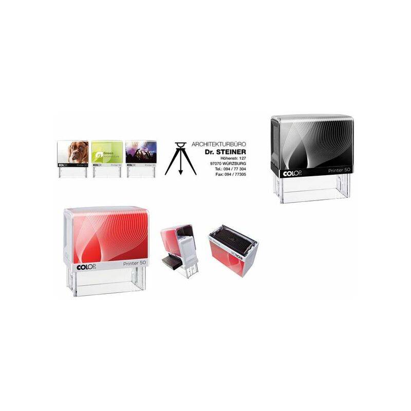 COLOP Textstempel Printer 50, 7-zeilig, mit Gutschein, weiß