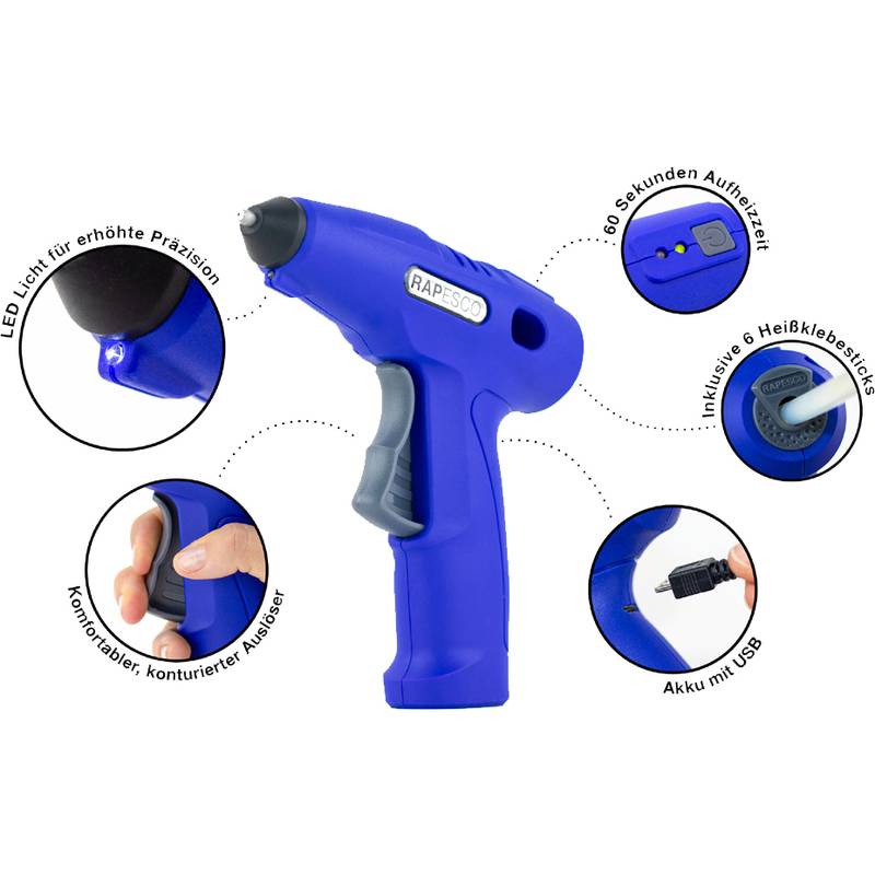 RAPESCO Germ-Savvy Heißklebepistole G4-7, schnurlos
