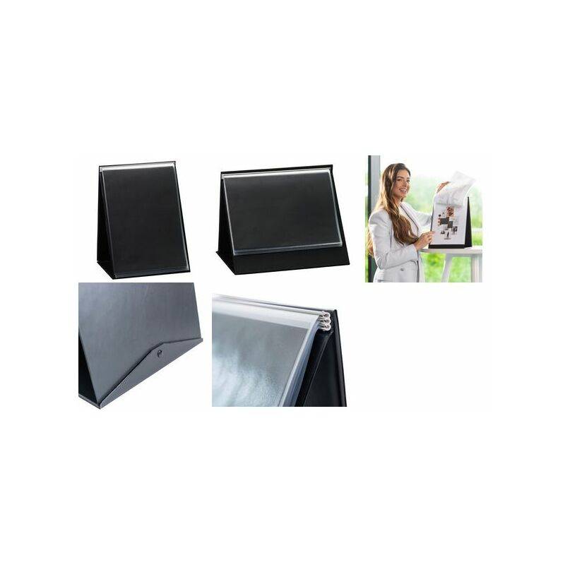 rillstab Tisch-Flipchart, A4 quer, schwarz, inkl. 20 Hüllen