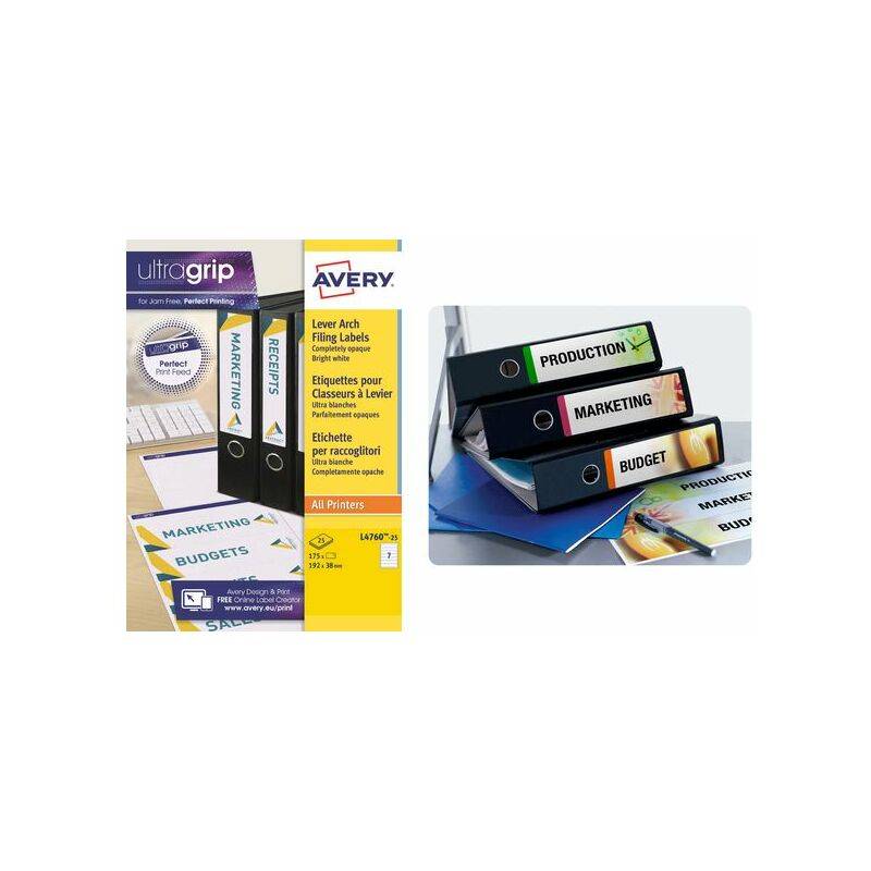 AVERY Etiquette de classement adhésive, 192 x 38 mm, blanc