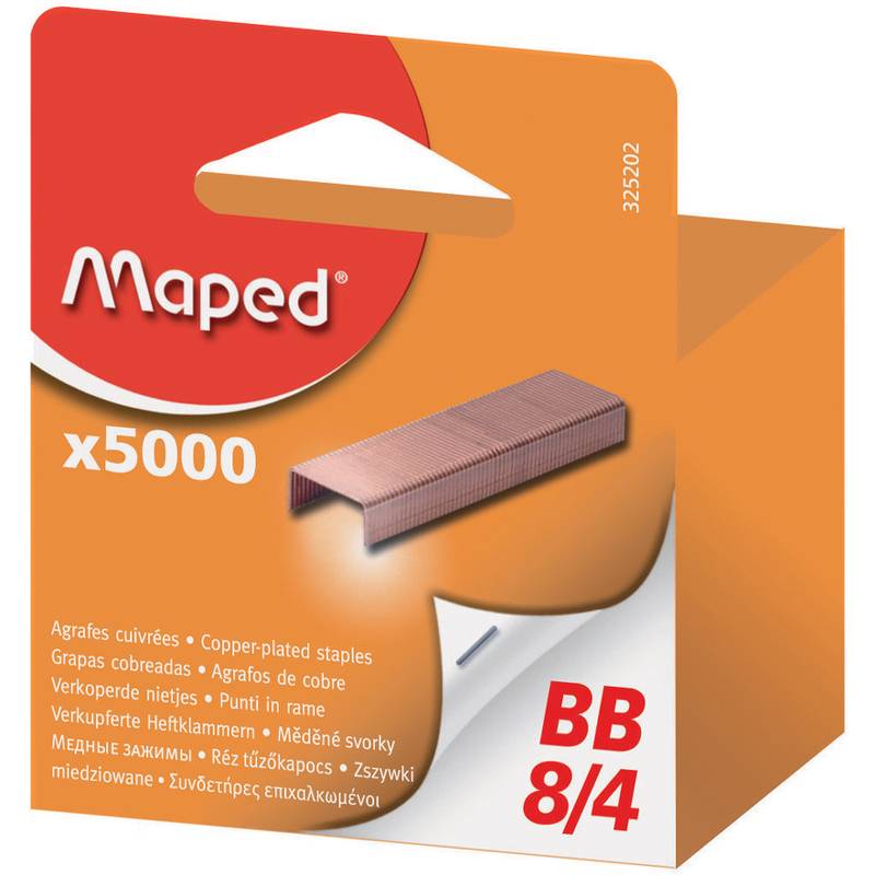 Maped Heftklammern BB 8/4, verkupfert, Großpackung
