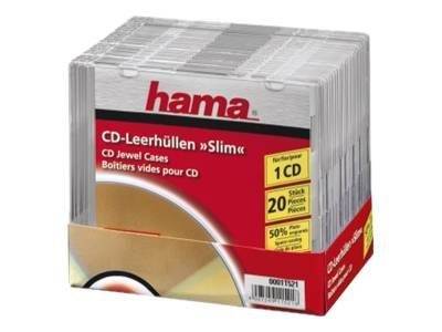 Hama CD-ROM Slim Box - Slim Jewel Case für Speicher-CD - Kapazität: 1 CD - durchsichtig (Packung mit 20)