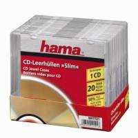 Hama CD-ROM Slim Box - Slim Jewel Case für Speicher-CD - Kapazität: 1 CD - durchsichtig (Packung mit 20)