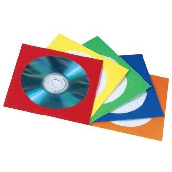 Hama Paper Protection Sleeves - CD-/DVD-Hülle - Kapazität: 1 CD/DVD - Blau, Gelb, Rot, grün, orange (Packung mit 100)