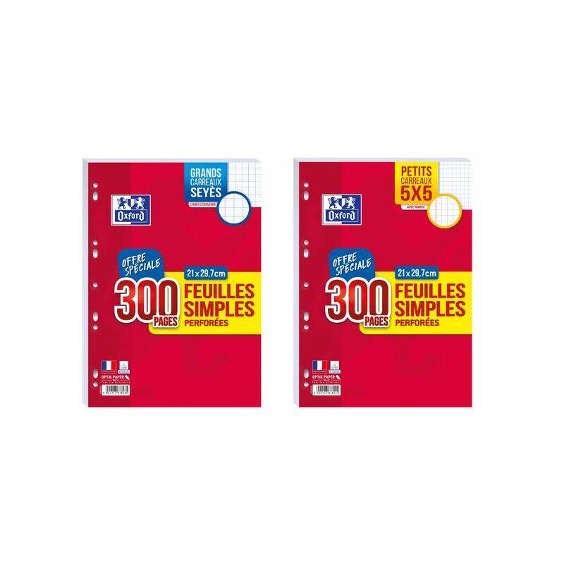 Oxford Feuilles simples perforées, A4, Seyès, Offre Spéciale