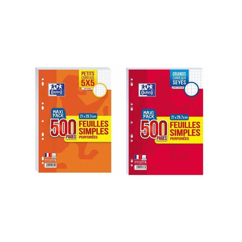 Oxford Feuilles simples perforées, A4, Seyès, MAXI PACK
