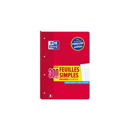 Oxford Bloc de feuilles simples perforées, A4, seyès