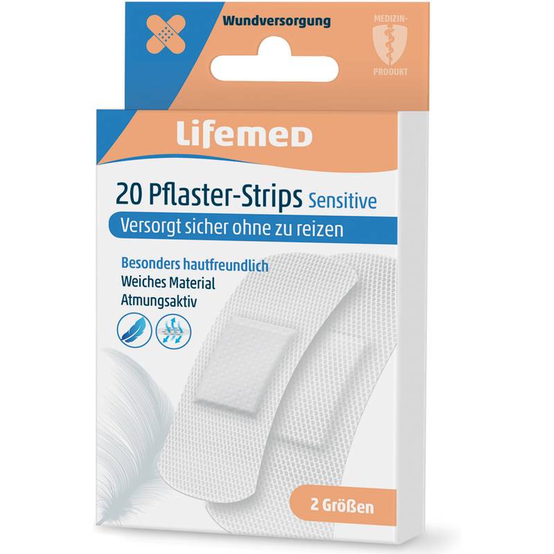 Lifemed Pflaster-Strips "Sensitive", weiß, 20er