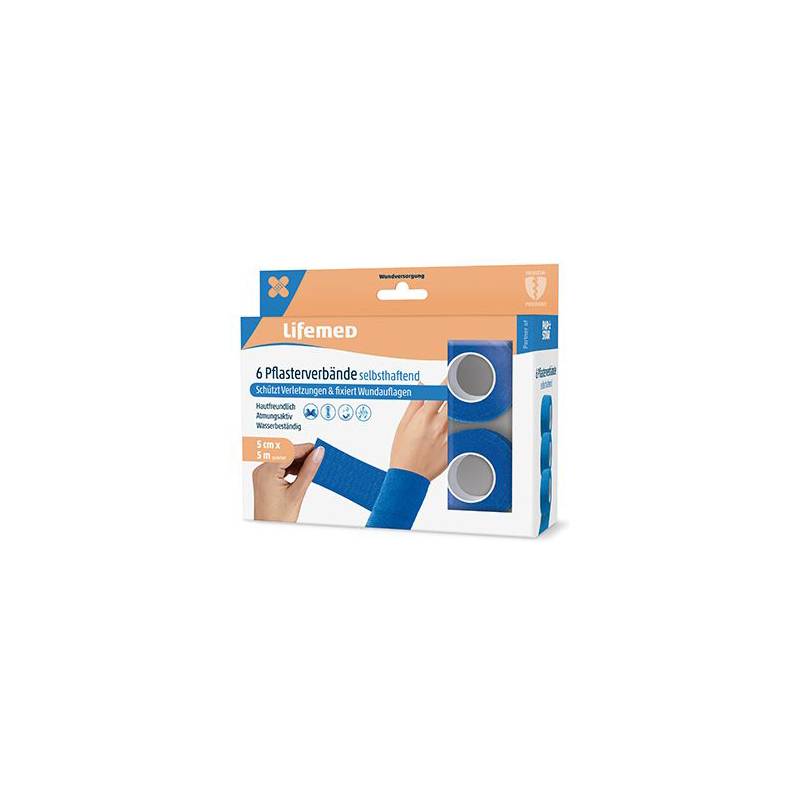 Lifemed Pflasterverband, selbsthaftend, blau, 6er