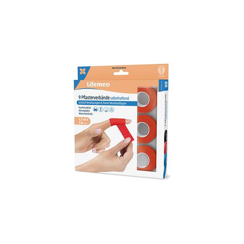 Lifemed Pflasterverband, selbsthaftend, rot, 9er