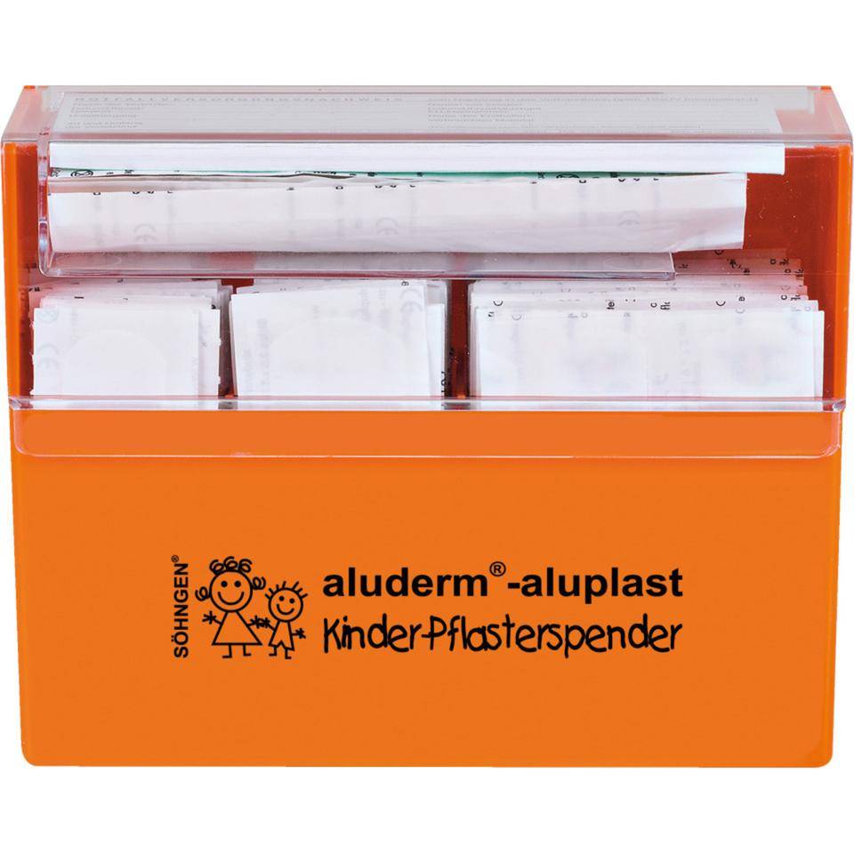 aluderm-aluplast Pflasterspender Kinder, gefüllt, Wandhalterung,160x122x57mm