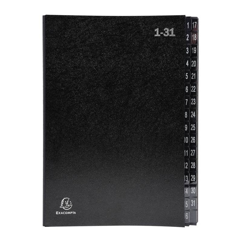 EXACOMPTA Pultordner, DIN A4, 1-31, 32 Fächer, schwarz
