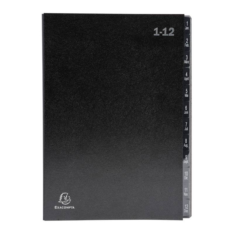 EXACOMPTA Pultordner, DIN A4, 1-12, 12 Fächer, schwarz