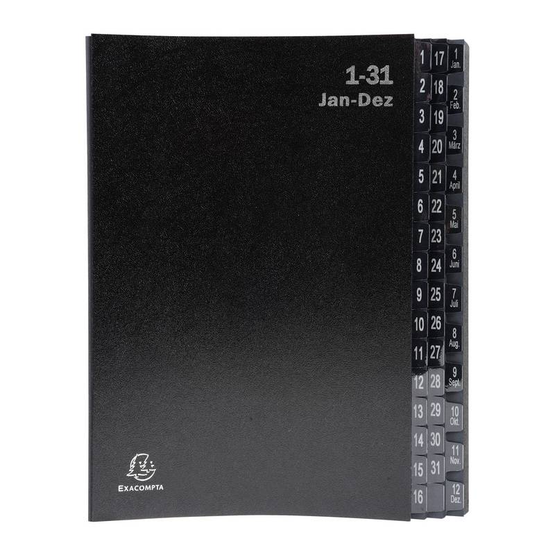 EXACOMPTA Pultordner, DIN A4, 1-12/1-31/, 44 Fächer, schwarz