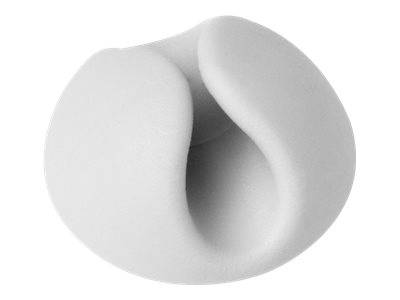Nahaufnahme einer glatten weißen abstrakten 3D-Form mit einer zentralen hohlen Öffnung, ähnlich einer gefalteten oder verdrehten organischen Skulptur auf einem schlichten Hintergrund.