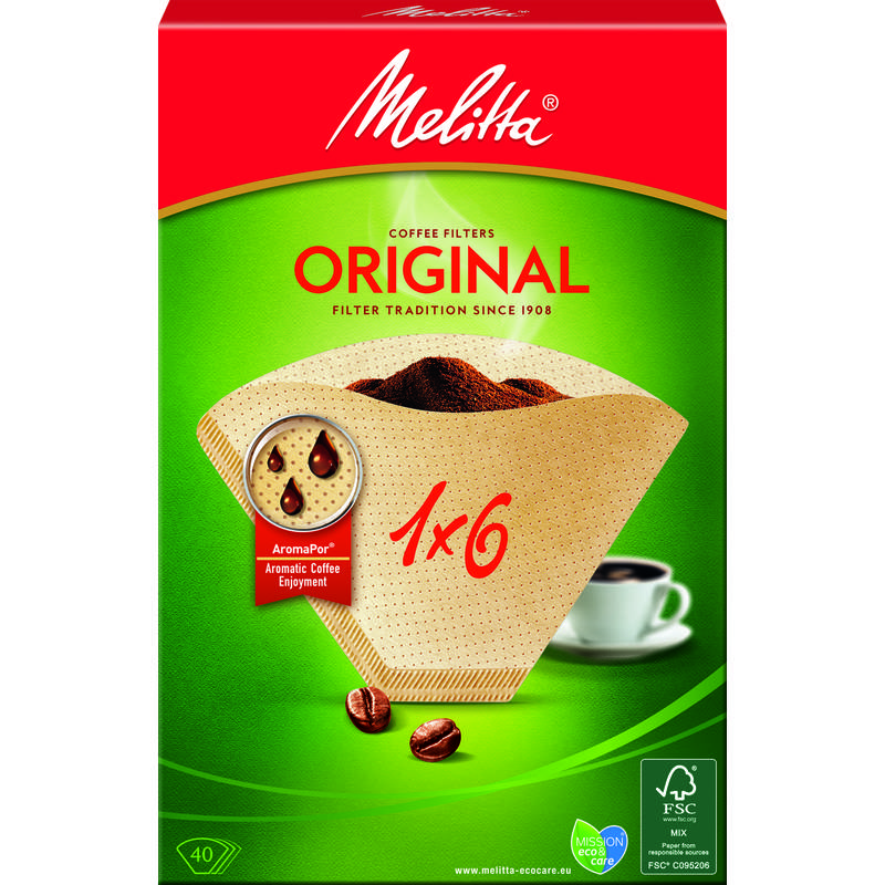 Melitta Aroma-Filtertüten "1x6", naturbraun
