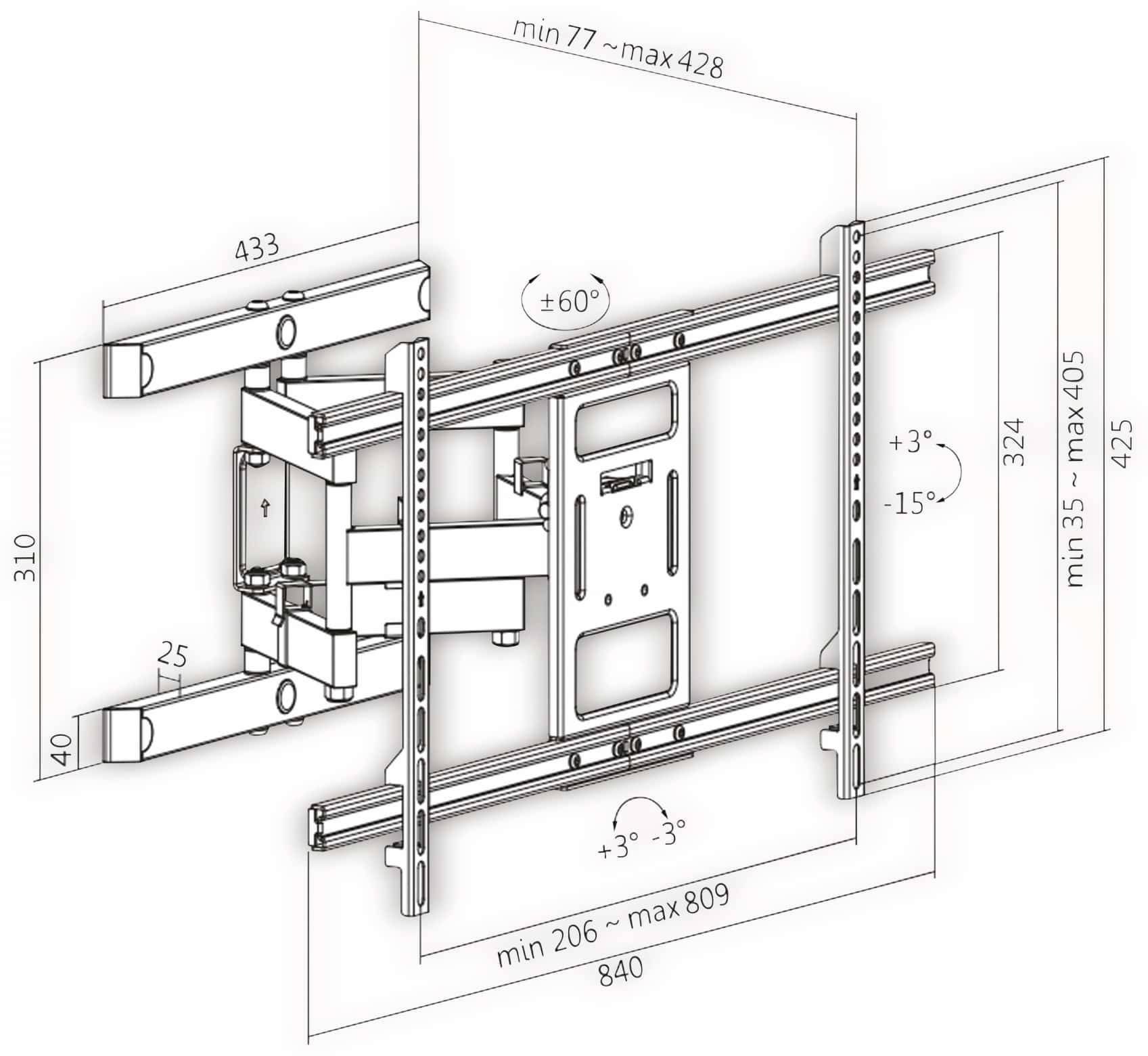 LOGILINK LCD/Plasma-Wandhalter BP0115, 43...90", neigbar, schwenkbar, drehbar