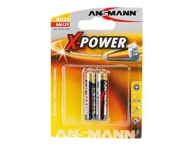 Ansmann X-Power' AAA-Batterien-Packung mit drei Batterien. Verpackung betont Haltbarkeit und Leistung.