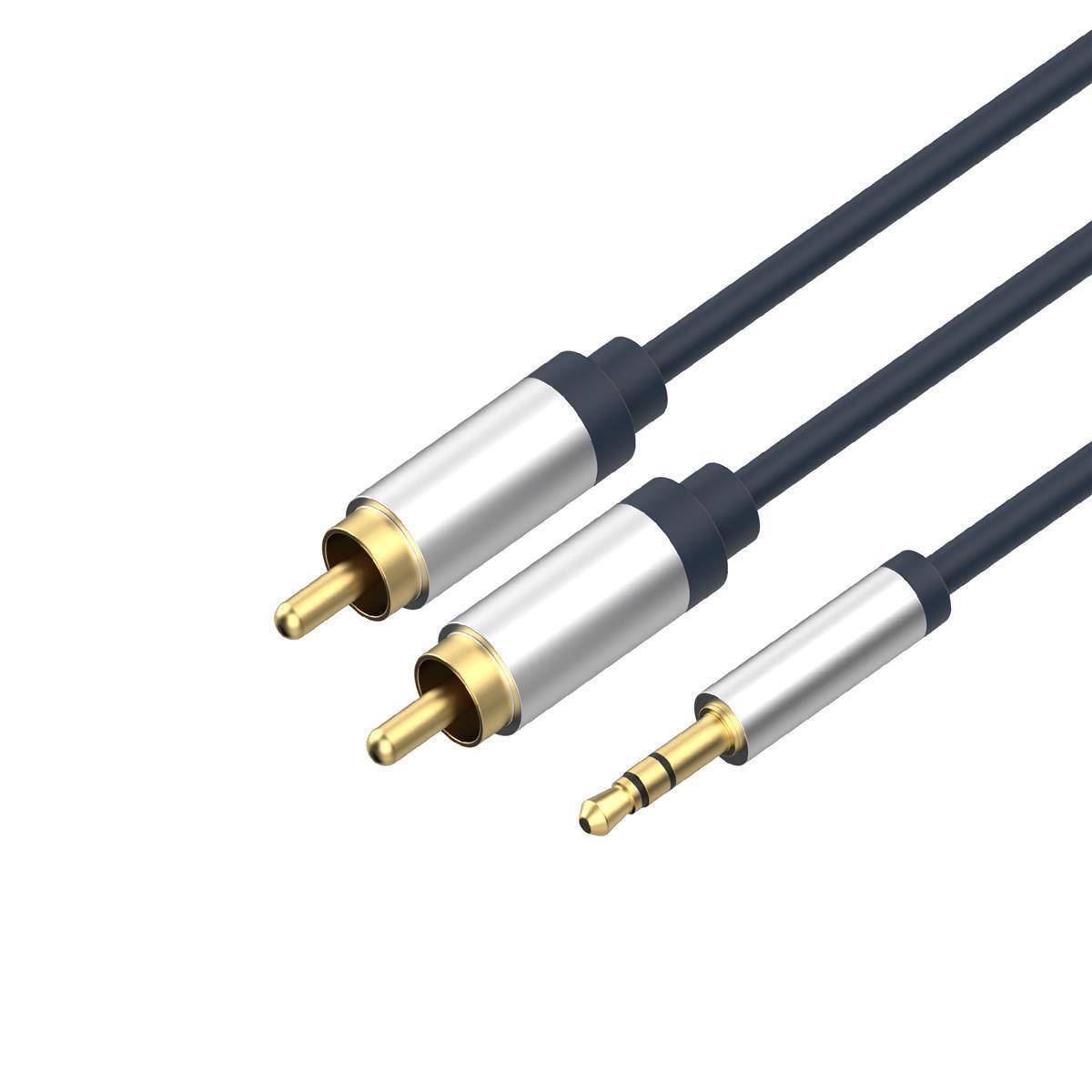 3,5mm Klinken-Kabel auf 2xCinch Stecker RCA, 3m