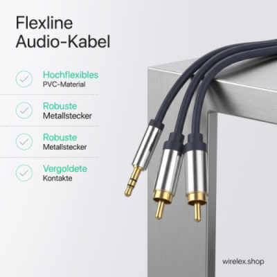3,5mm Klinken-Kabel auf 2xCinch Stecker RCA, 5m