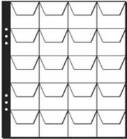 Pagna Münzhüllen 20 Fächer, Coin holder sheet, Schwarz, Transparent, 4,5 cm, 5 Stück(e), 215 x 235 mm, 20 Münzen