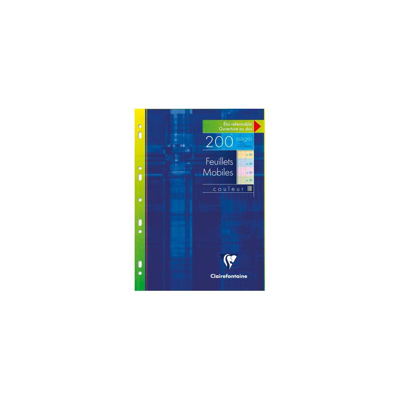 Clairefontaine Feuillets mobiles perforés couleur, A4, séyès