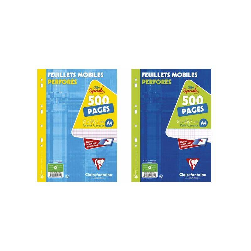 Clairefontaine Feuillets mobiles perforés, A4, séyès
