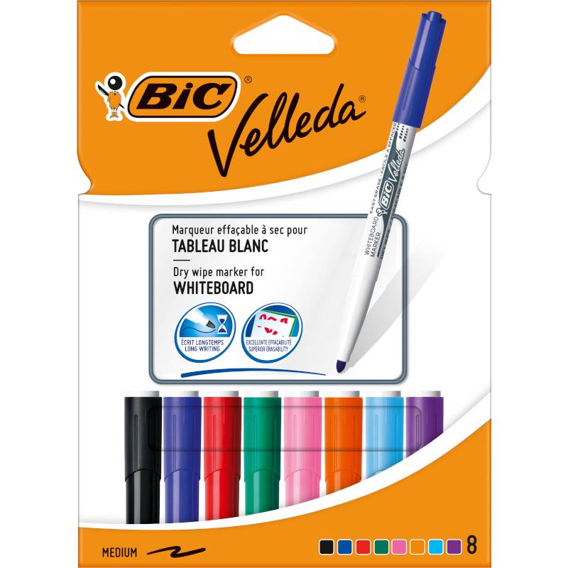 BIC Whiteboard-Marker Velleda 1741, Rundspitze, 8er Etui