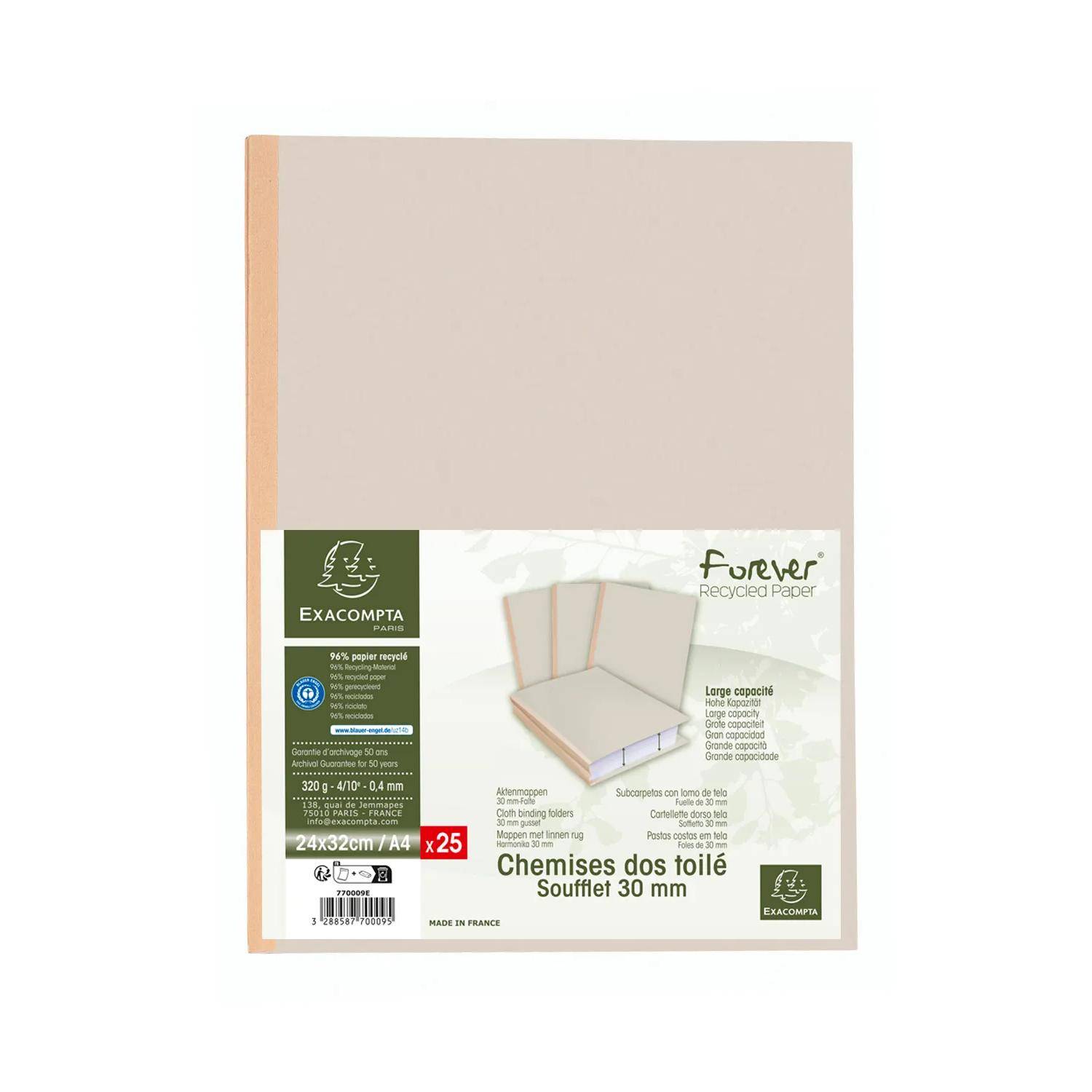 Exacompta 25er Aktendeckel mit leinen Rücken Forever® 320g A4 - Grau - 770009E