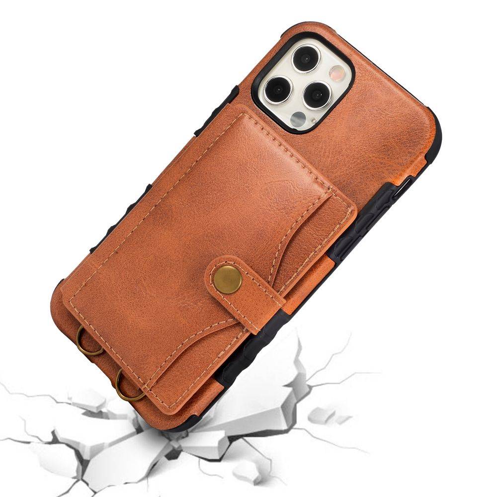 Für iPhone 12 / 12 Pro Lederoptik Case TPU Band Schutz Tasche Hülle Cover Etuis Rot