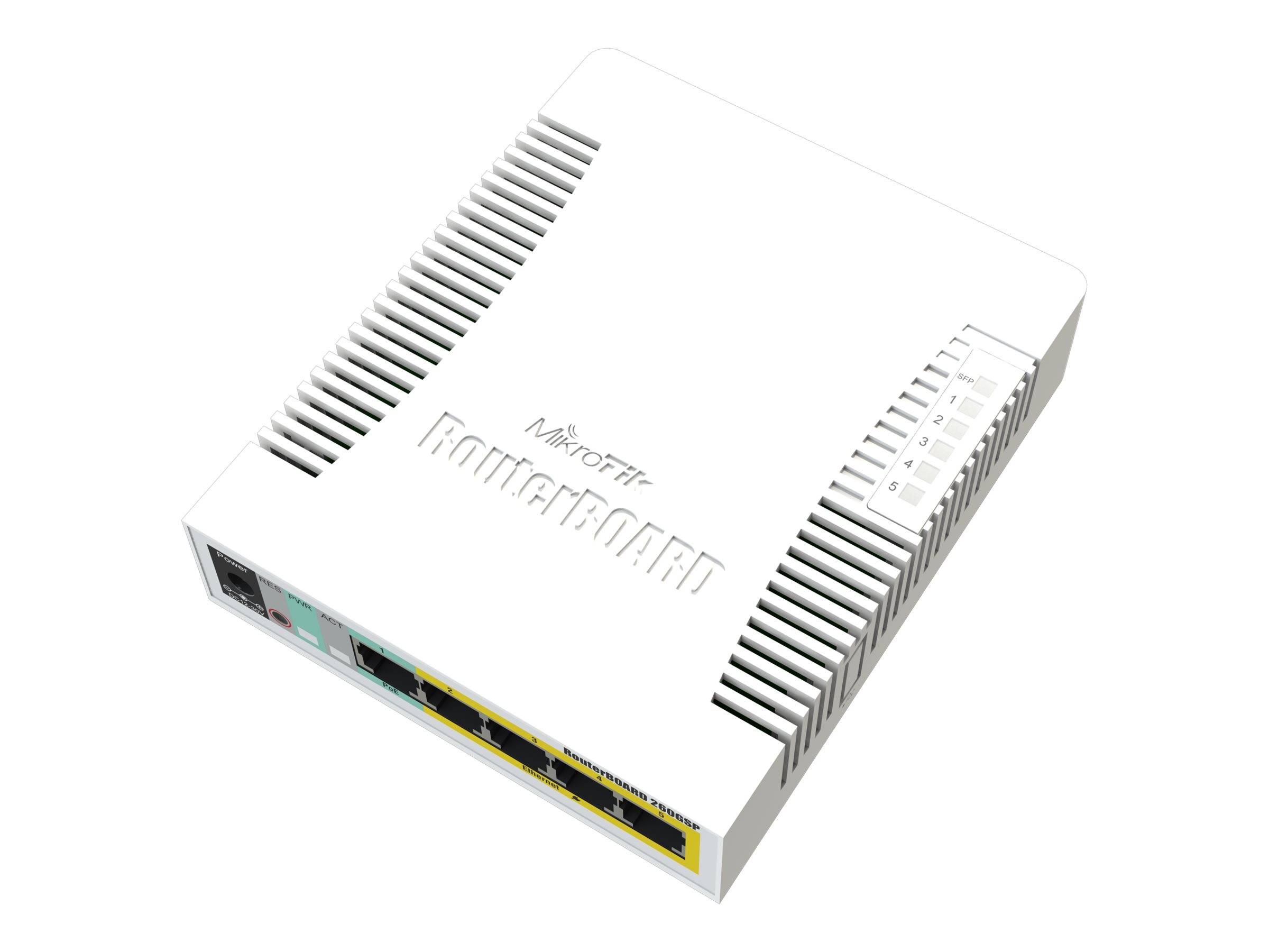 MikroTik RouterBOARD RB260GSP - Switch - managed - 5 x 10/100/1000 (4 PoE) - + 1