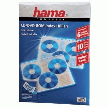 Hama CD-ROM Index Sleeves - CD-Umschläge - Kapazität: 6 CD - Transparent White (Packung mit 10)