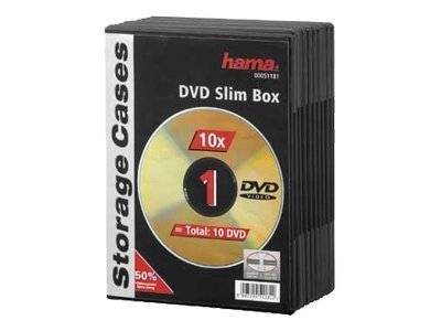 Hama - Slim Jewel Case für Speicher-DVD - Schwarz (Packung mit 10)