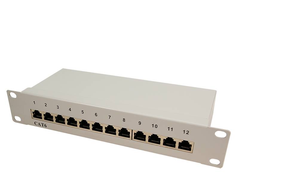 LogiLink Patch Panel Desktop - Patch Panel - RJ-45 X 12 - Grau, RAL 7035 - 25.4 cm (10")