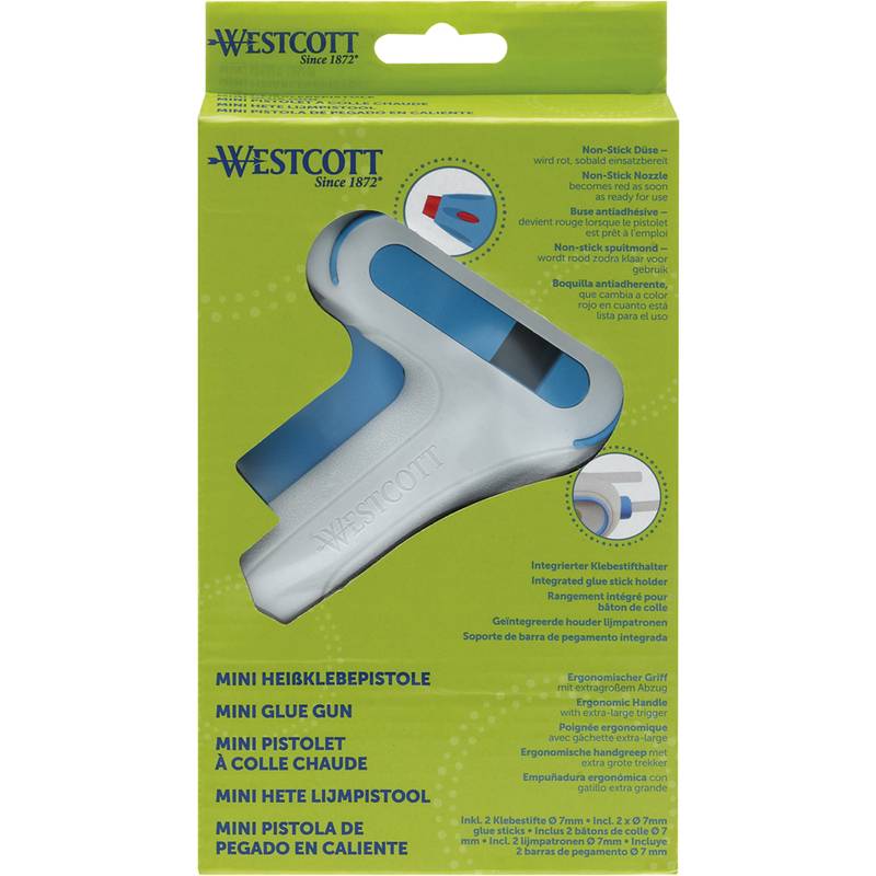 WESTCOTT Mini-Heißklebepistole mit Non-Stick Düse