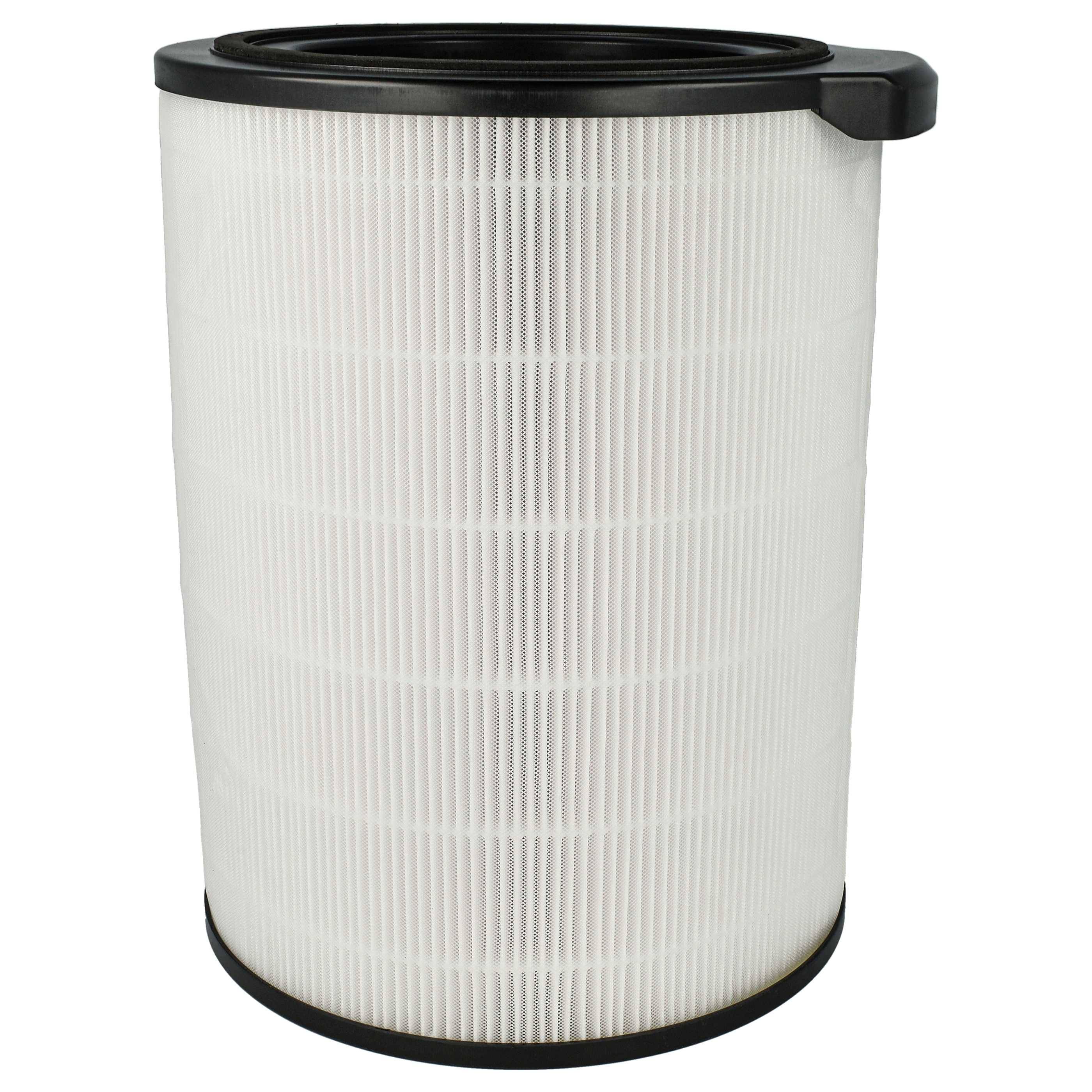 Ein zylindrischer Luftfilter mit gefalteter Ausführung und schwarzem Ober- und Unterteil, der zur Luftreinigung in Wohn- oder Büroumgebungen verwendet wird.
