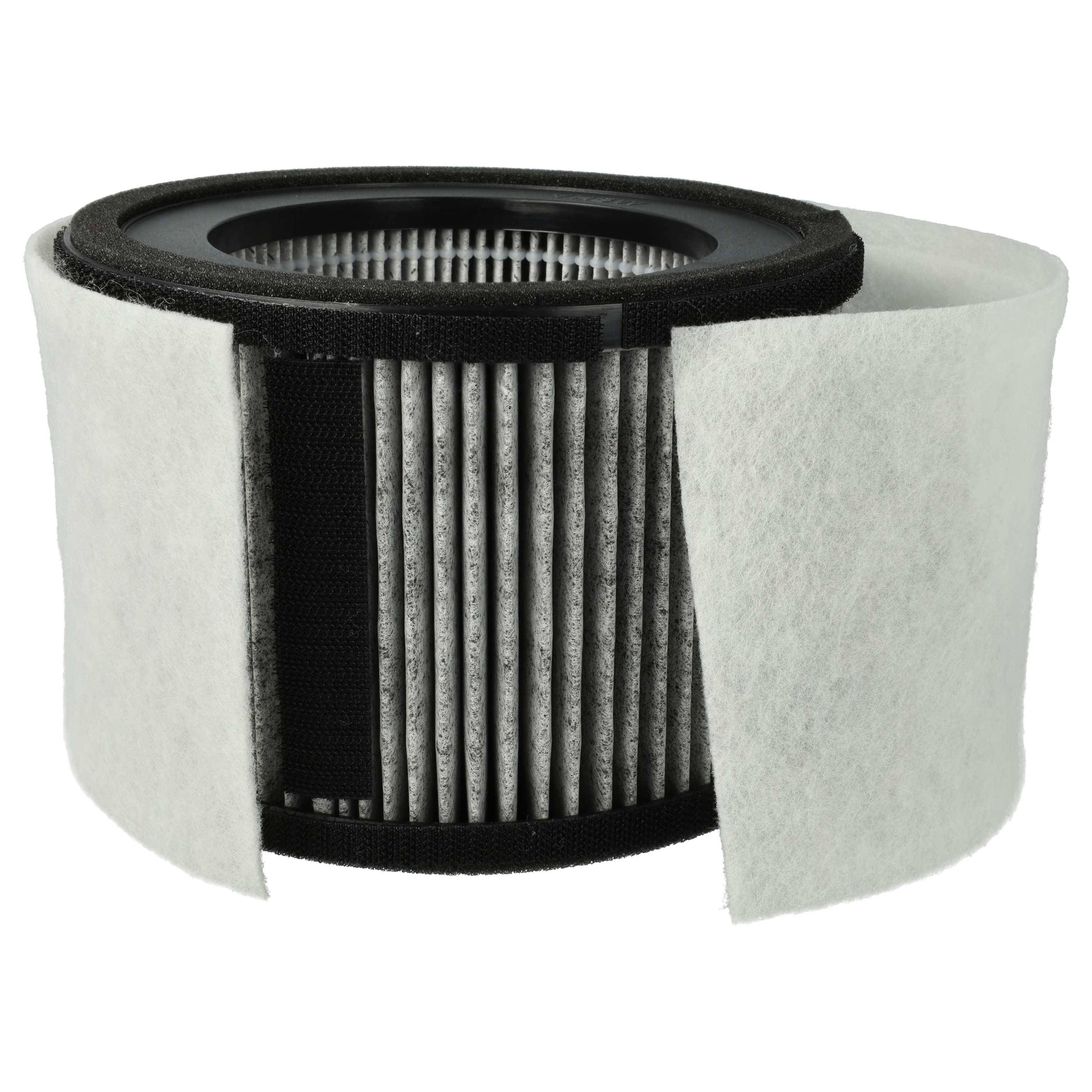 Ein zylindrischer Luftfilter mit mehreren Falten und einer weißen Außenschicht, entwickelt für die Filtration in HLK-Systemen oder Haushaltsgeräten.