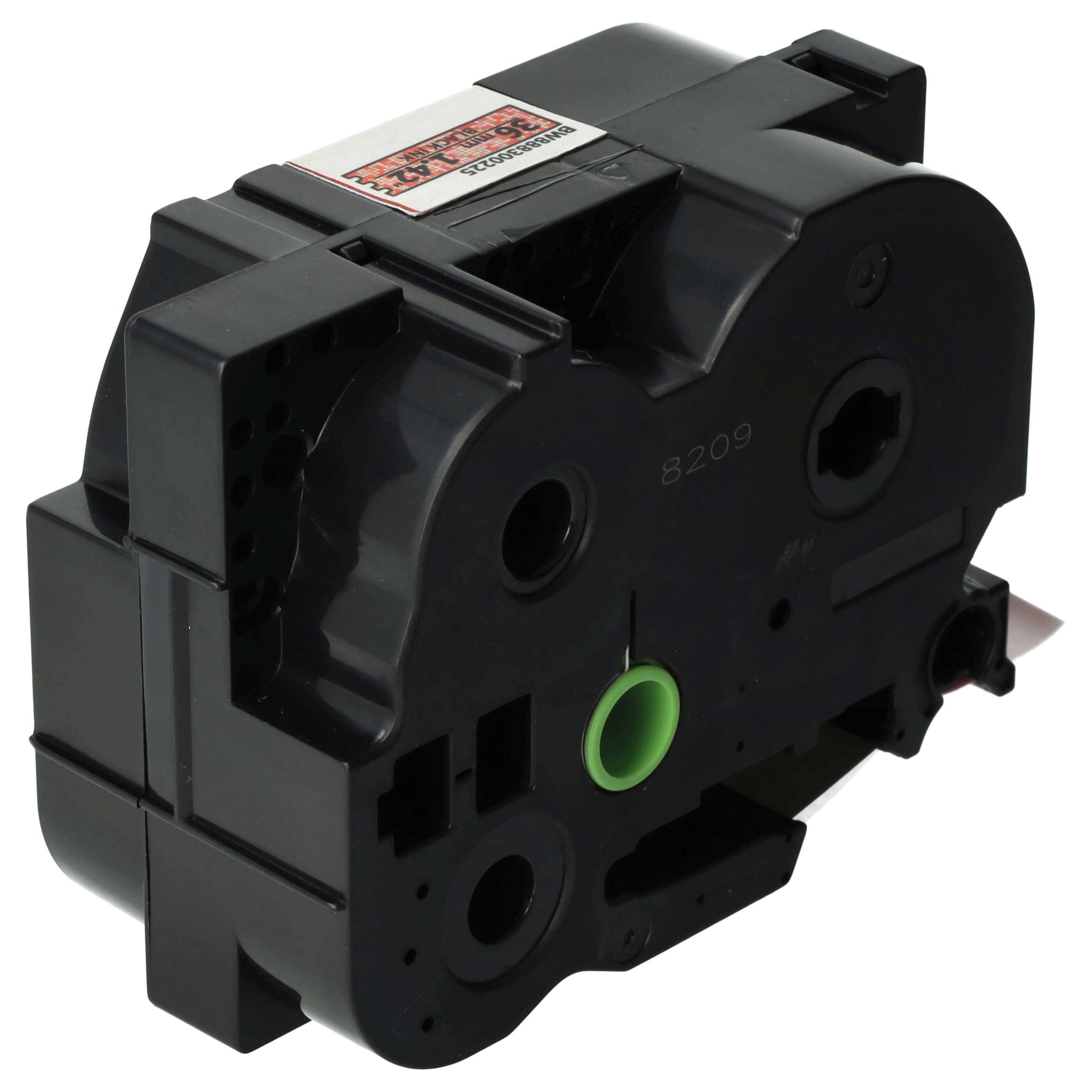 vhbw Schriftband-Kassette kompatibel mit Brother PT E550W, RL700S Etiketten-Drucker 8m x 36mm Schwarz auf Rot (glitzernd), Laminiert