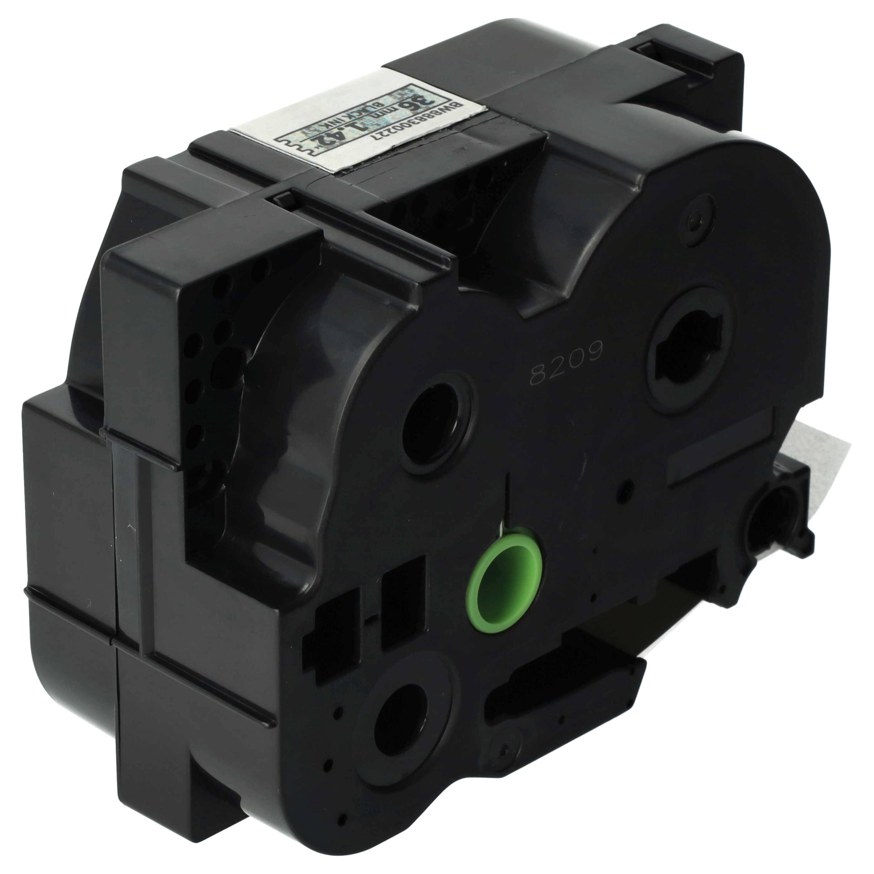 vhbw Schriftband-Kassette kompatibel mit Brother PT E550W, 9800PCN Etiketten-Drucker 8m x 36mm Schwarz auf Transparent (glitzernd), Laminiert